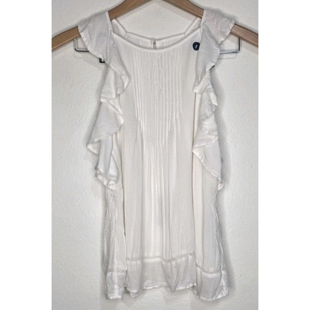 Abercrombie & Fitch Women S White‎ Sheer Blouse Ruffle Sleeve Boho Whimsy Fairy